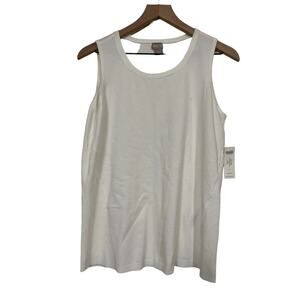 Chicos Womens Tank  Sweater Rib Trim Detail Sleeveless Size Medium White